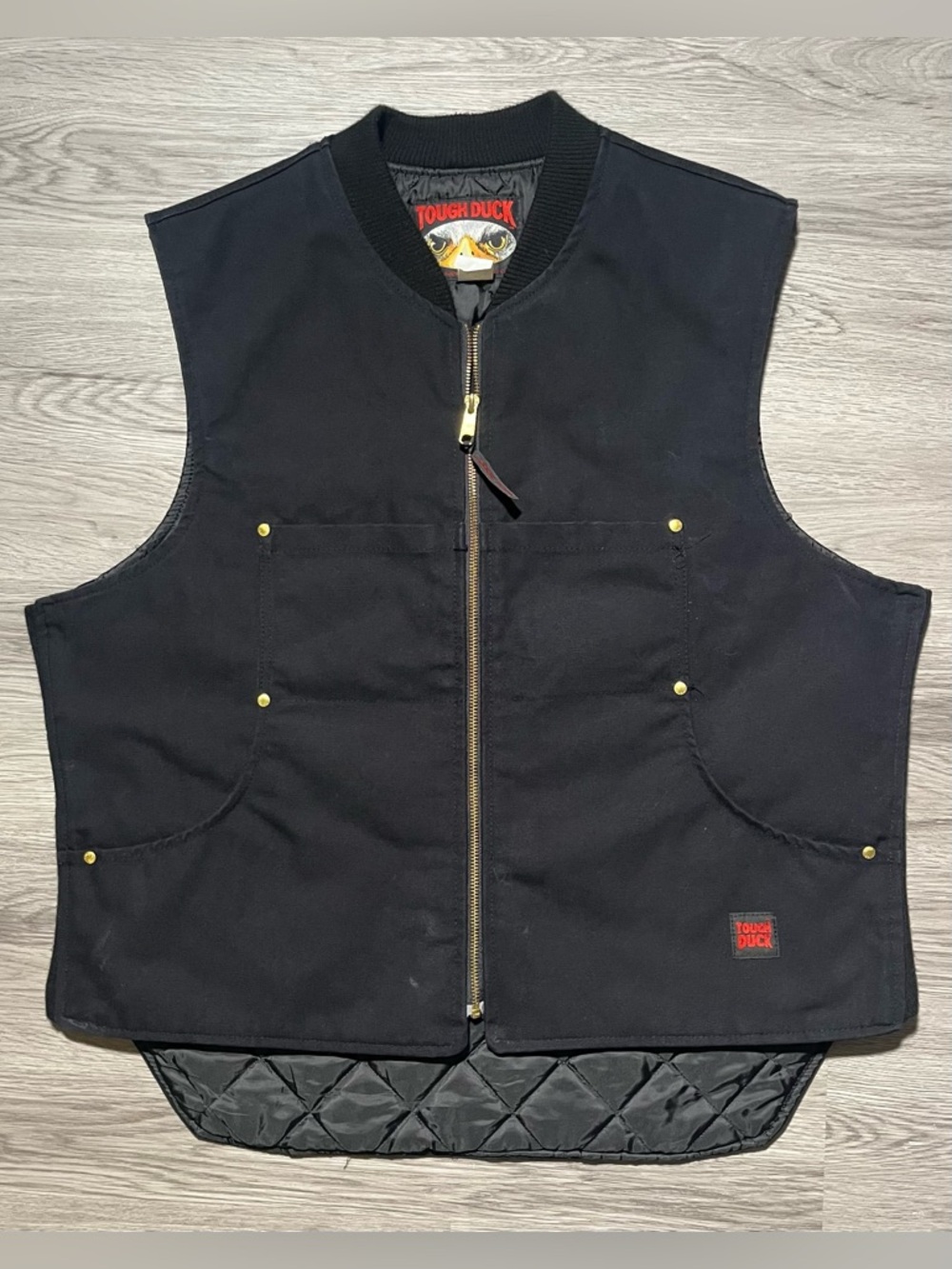 Vintage Tough Duck quilted made in Canada men’s work vest, black XL